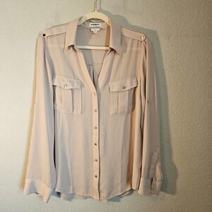 Express portofino lrg blush mauve button up long sleeve preppy office shirt